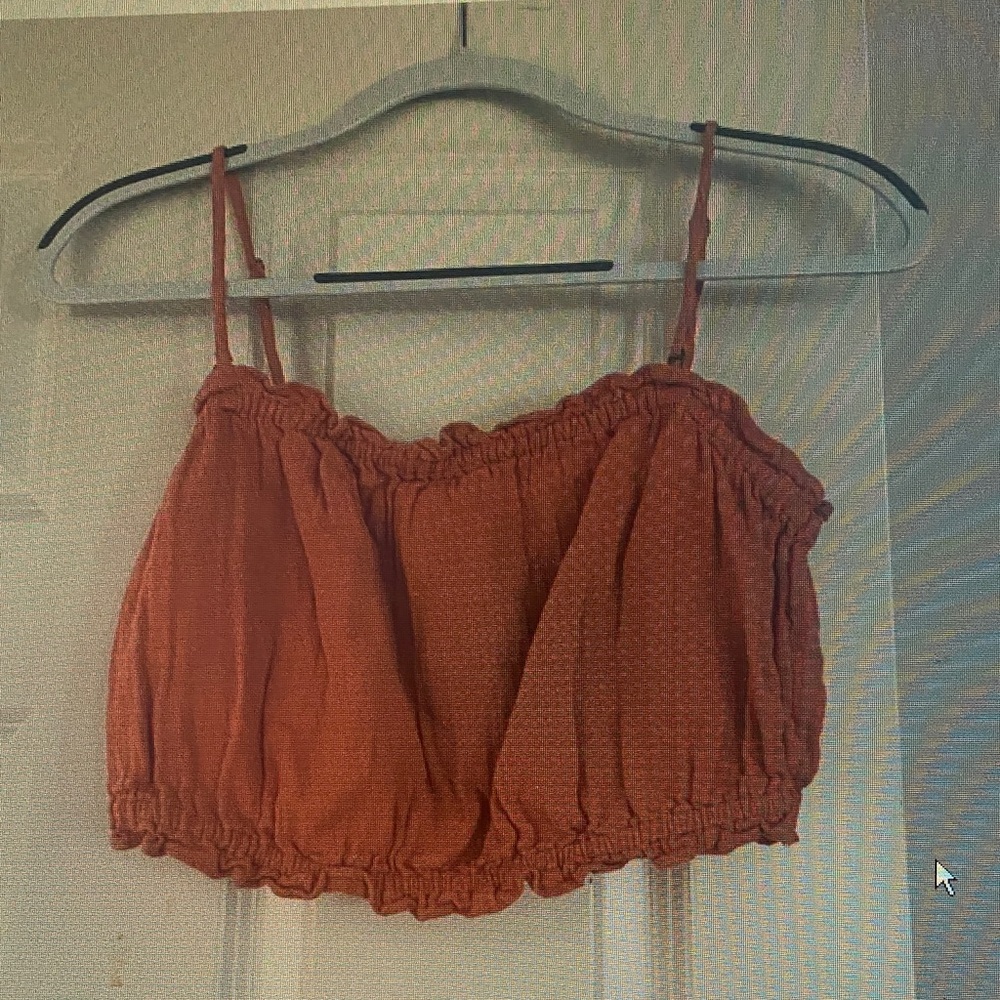 Smocked Rust Orange Cropped Cami Top